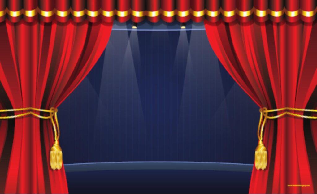 Theatrical backdrop creates visual excitement